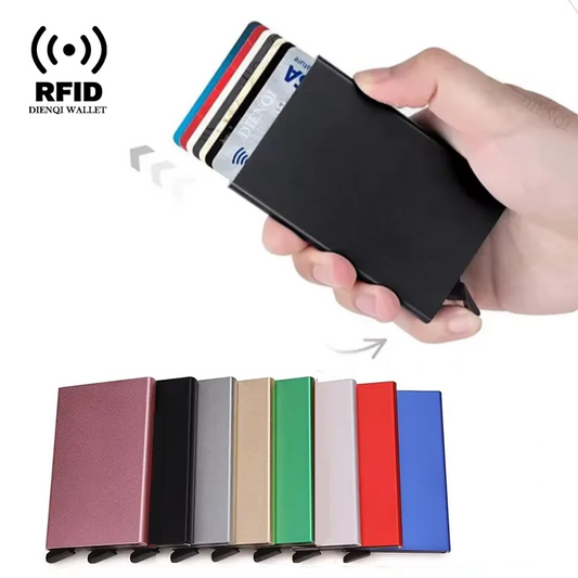 RFID Blocking Slim Metal Wallet - Minimalist Card Holder for Men & Women