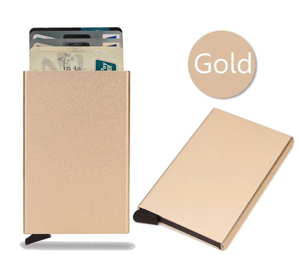 RFID Blocking Slim Metal Wallet - Minimalist Card Holder for Men & Women