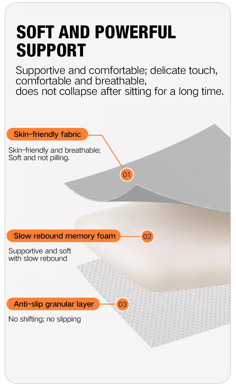 Premium Memory Foam Seat Cushion – Multi-Use Comfort for Office, Car & Home