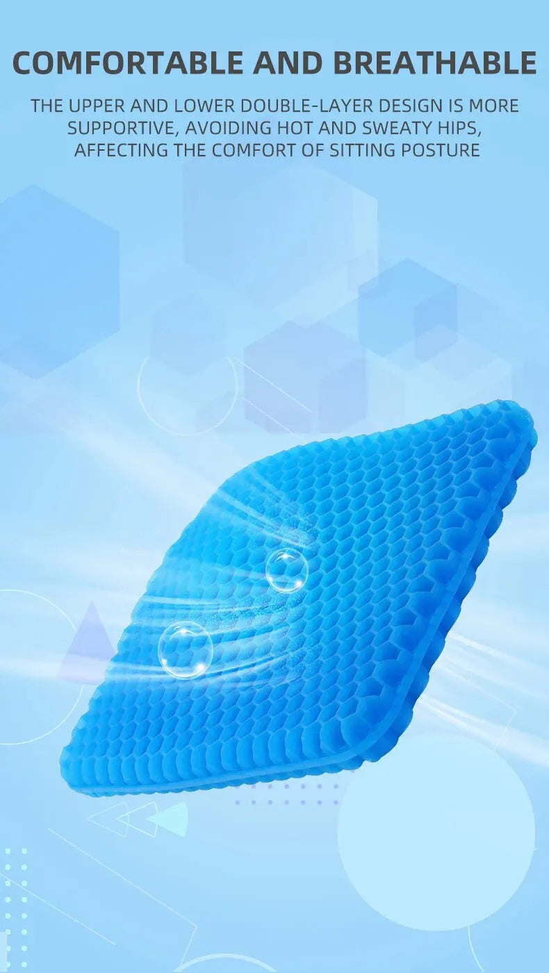 Gel Seat Cushion - Breathable Honeycomb Design for Pain Relief & All-Day Comfort