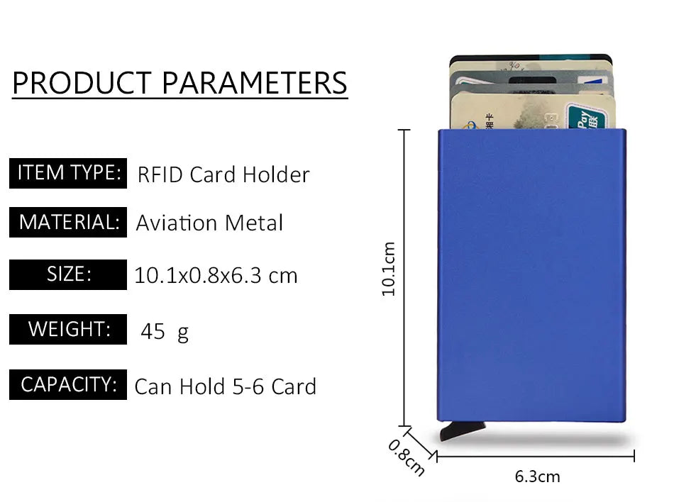 RFID Blocking Slim Metal Wallet - Minimalist Card Holder for Men & Women