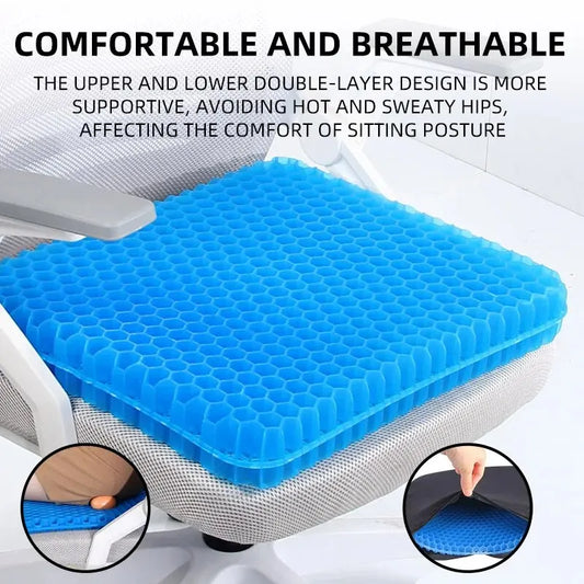 Gel Seat Cushion - Breathable Honeycomb Design for Pain Relief & All-Day Comfort
