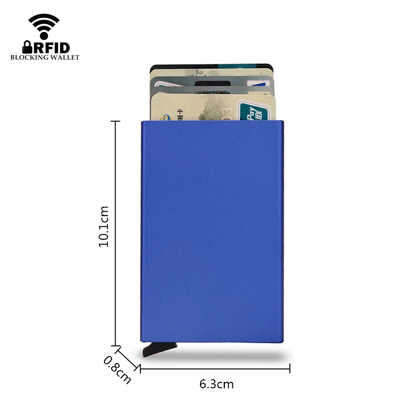 RFID Blocking Slim Metal Wallet - Minimalist Card Holder for Men & Women