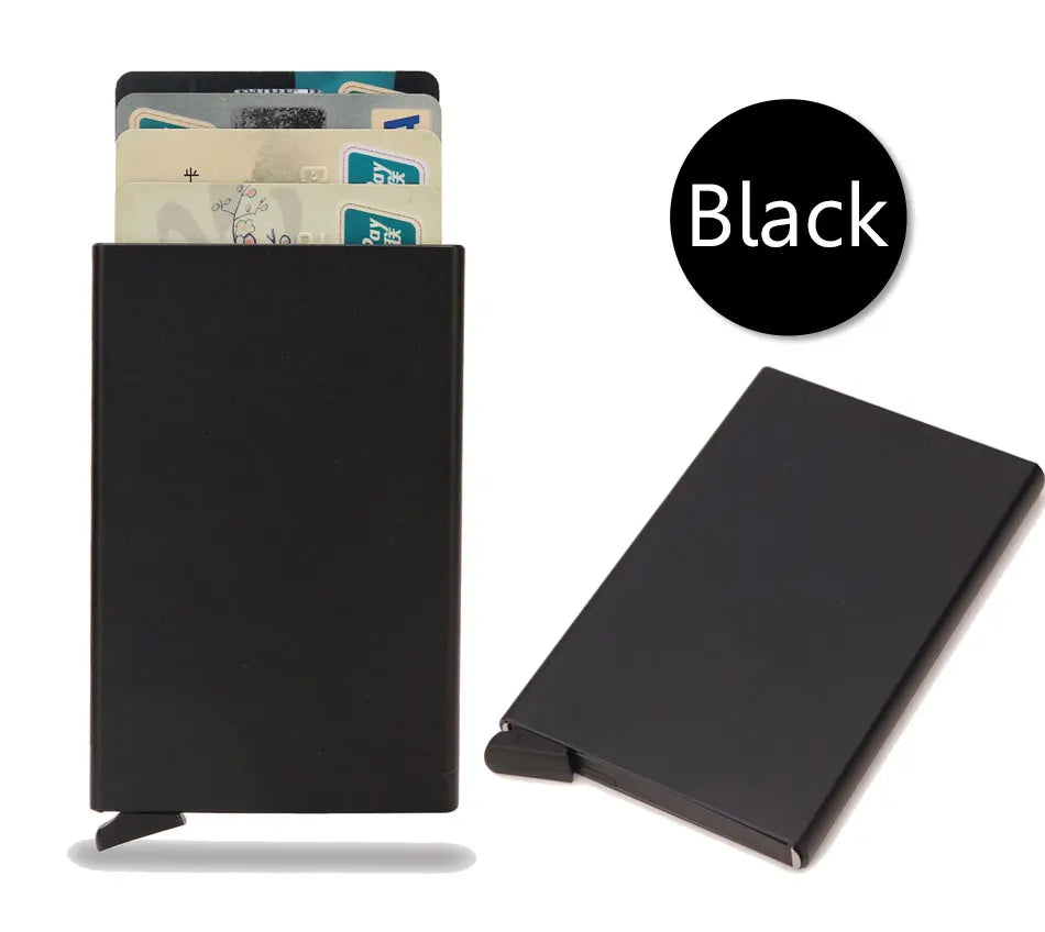 RFID Blocking Slim Metal Wallet - Minimalist Card Holder for Men & Women