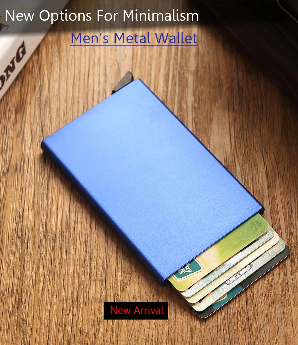 RFID Blocking Slim Metal Wallet - Minimalist Card Holder for Men & Women