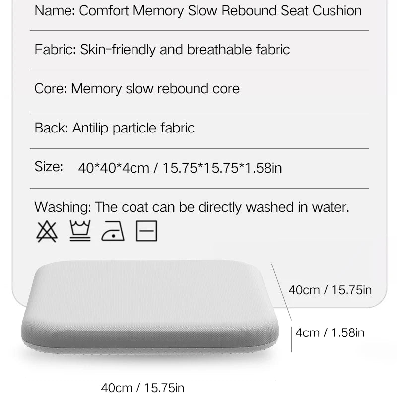 Premium Memory Foam Seat Cushion – Multi-Use Comfort for Office, Car & Home