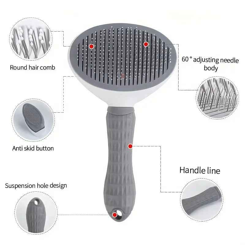 Self-Cleaning Pet Grooming Brush – One-Click Hair Removal for Dogs & Cats