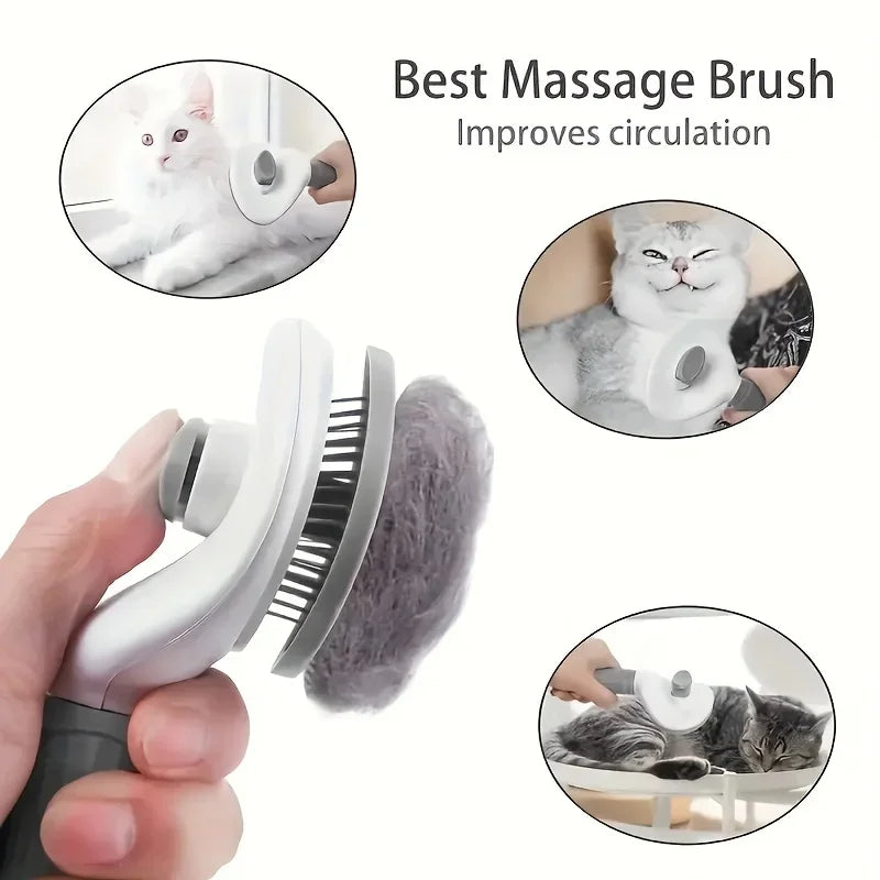 Self-Cleaning Pet Grooming Brush – One-Click Hair Removal for Dogs & Cats