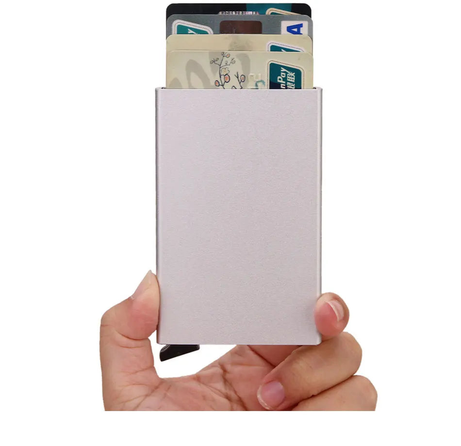 RFID Blocking Slim Metal Wallet - Minimalist Card Holder for Men & Women