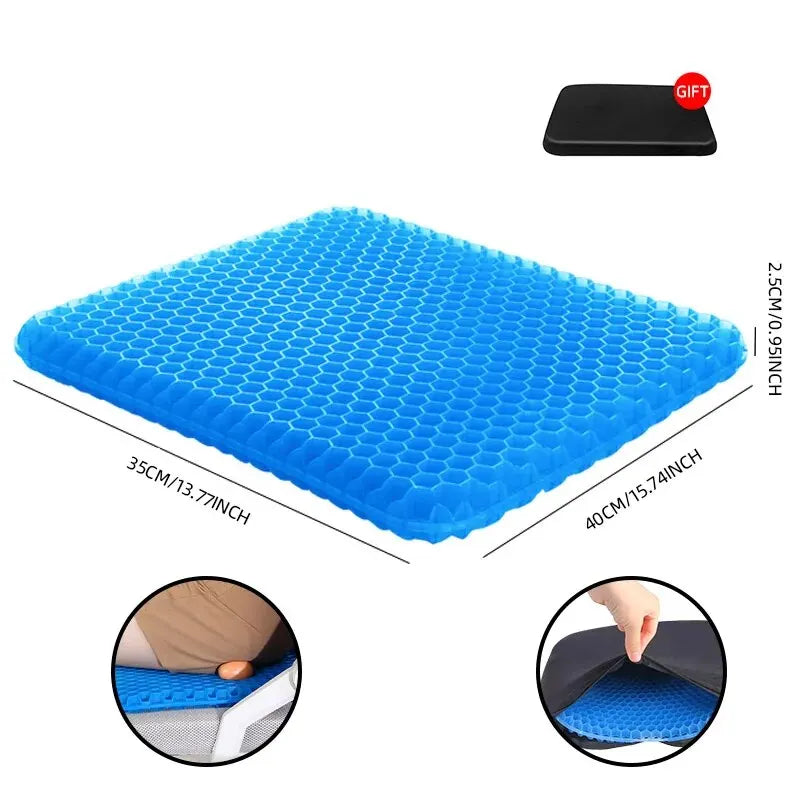Gel Seat Cushion - Breathable Honeycomb Design for Pain Relief & All-Day Comfort
