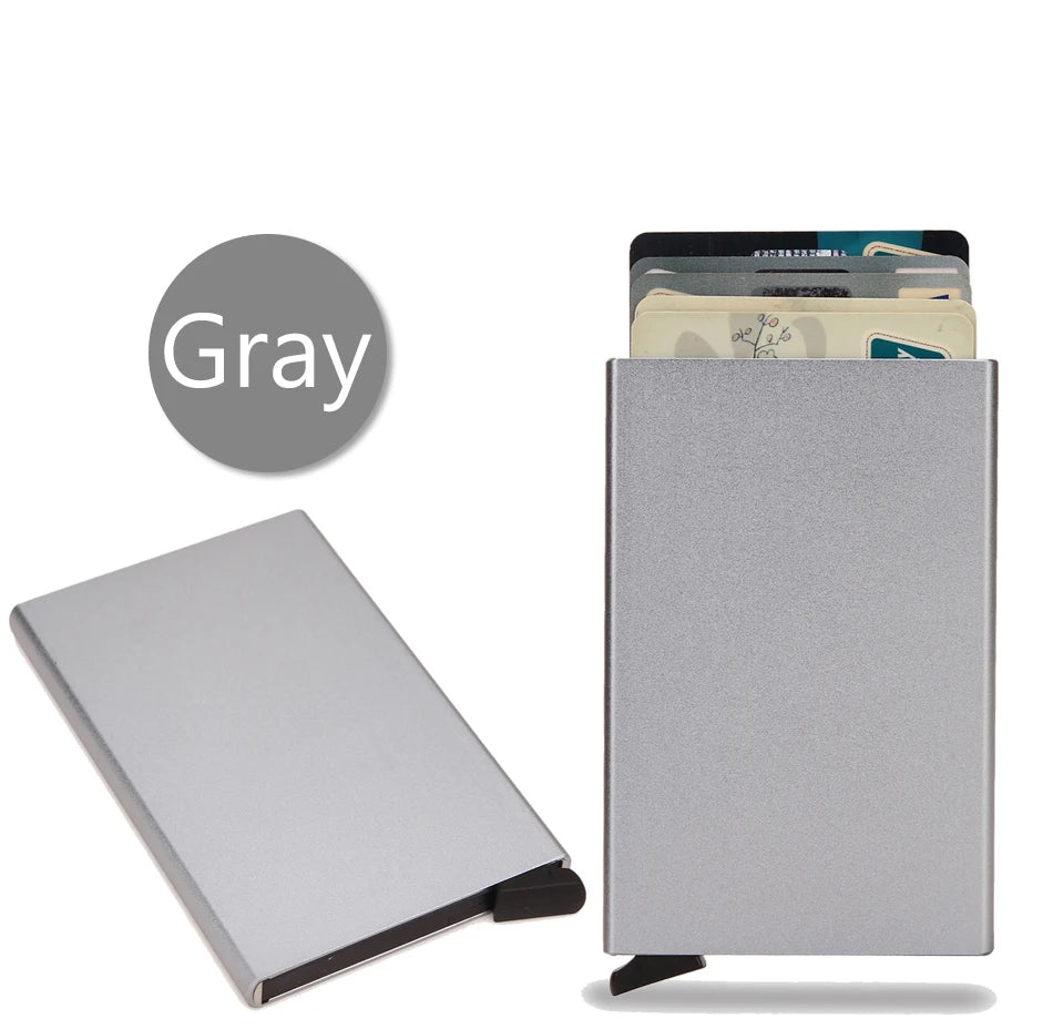 RFID Blocking Slim Metal Wallet - Minimalist Card Holder for Men & Women