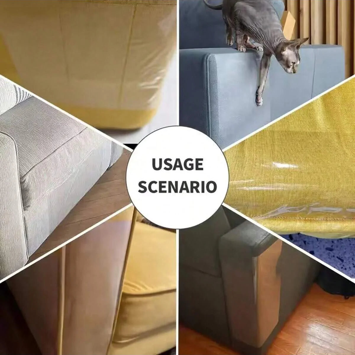 Self-Adhesive Cat Scratch Protector – Trimmable Furniture Guard for Sofas & Chairs