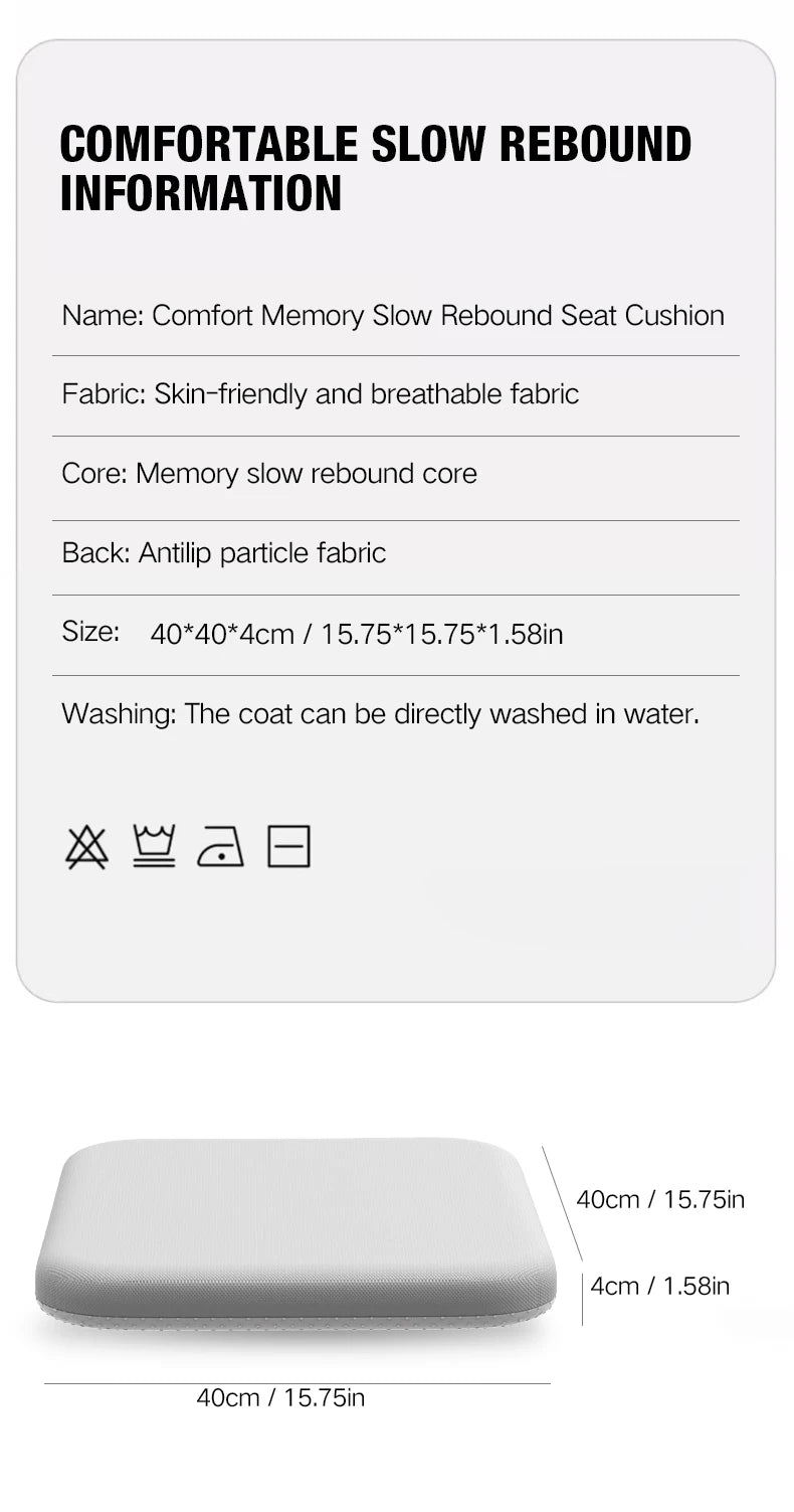 Premium Memory Foam Seat Cushion – Multi-Use Comfort for Office, Car & Home