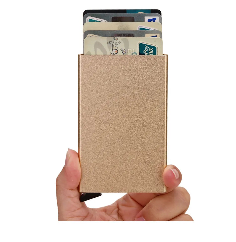 RFID Blocking Slim Metal Wallet - Minimalist Card Holder for Men & Women
